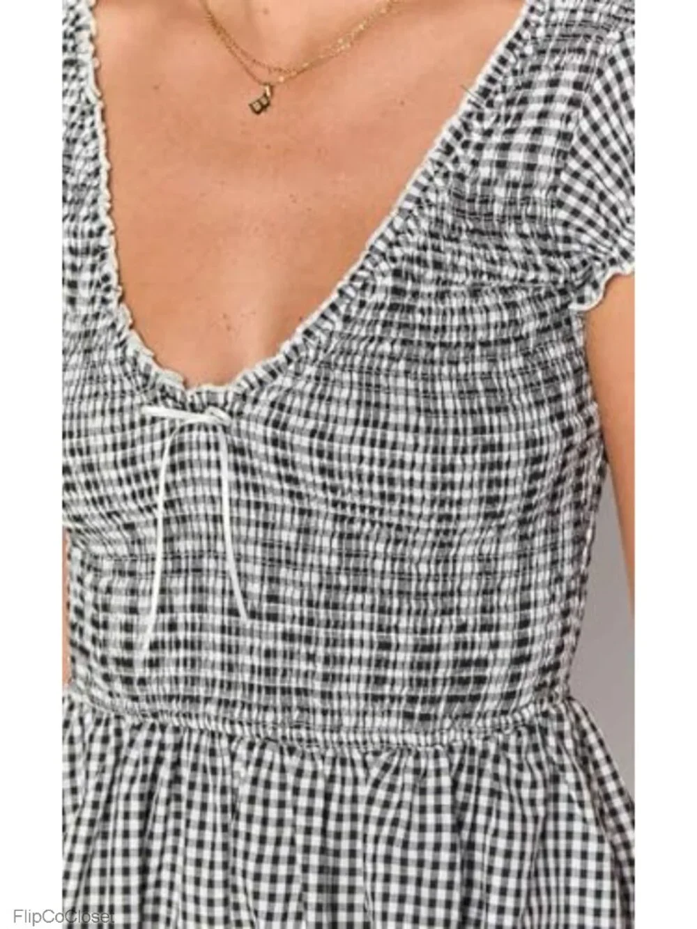 Women's Gingham Romper Jumpsuit Smocked High Waist Shorts Casual Summer